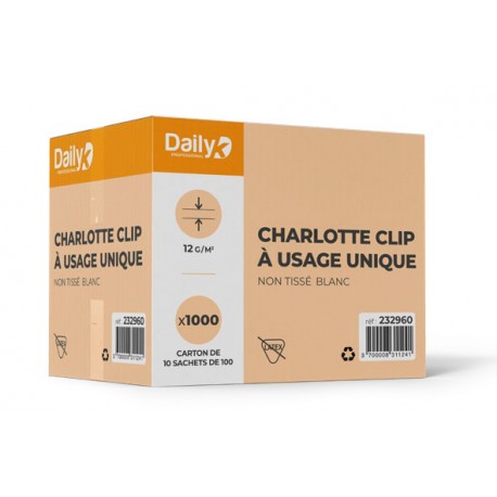 Charlotte bclip à usage unique non tissé Blanc 10X100 - Ct. 1000