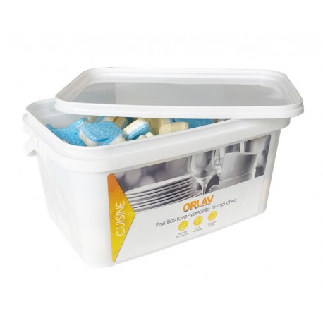 Pastilles lave-vaisselle tri-couches 5 en 1 ORLAV  0475 - Seau 3Kg