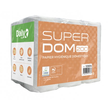 PH 200 feuilles ECOLABEL 2 pl. g/c pure ouate blanc - Colis 96 rlx