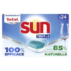 Pastilles lave-vaisselle tout en 1 SUN CLASSIC-Boites 24 doses (new)