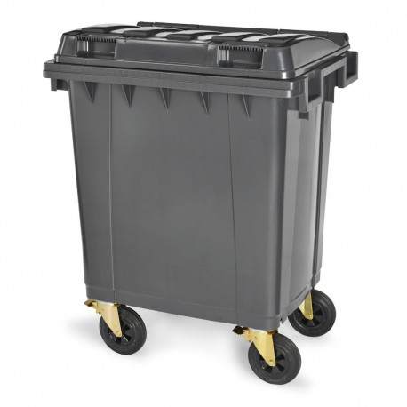 Conteneur 500L gris roues 200mm et tourillons sans couvercle