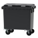Conteneur gris 660L avec couvercle jaune roues 200mm sans tourillons
