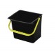 Seau 6L noir rectangulaire en PP avec anse de couleur (ex 124579)