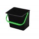 Seau 6L noir rectangulaire en PP avec anse de couleur (ex 124579)