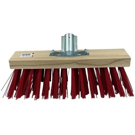 Balai cantonnier 32cm fibre PVC dure rouge /douille métal