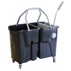 Chariot de lavage Bi Bac CLEVY / 2x15L Noir Avec presse