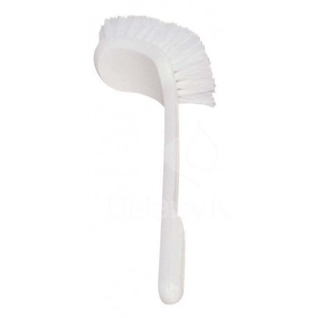 Brosse coudée nylon PP | Monture blanche