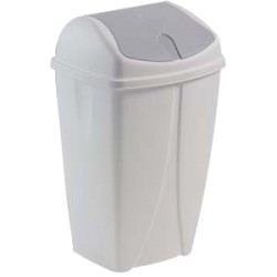 Poubelle plastique blanche à couvercle basculant 25L 