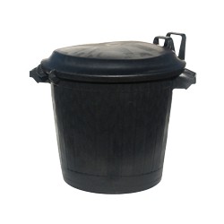 Poubelle basse ronde noire Premium 75L en PE avec couvercle 