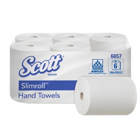 Essuie-mains 1 pl. blanc 165m SCOTT SLIMROLL ECOLABEL - Colis 6 rlx