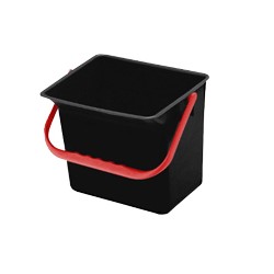 Seau 6L noir rectangulaire en PP avec anse de couleur (ex 124579)