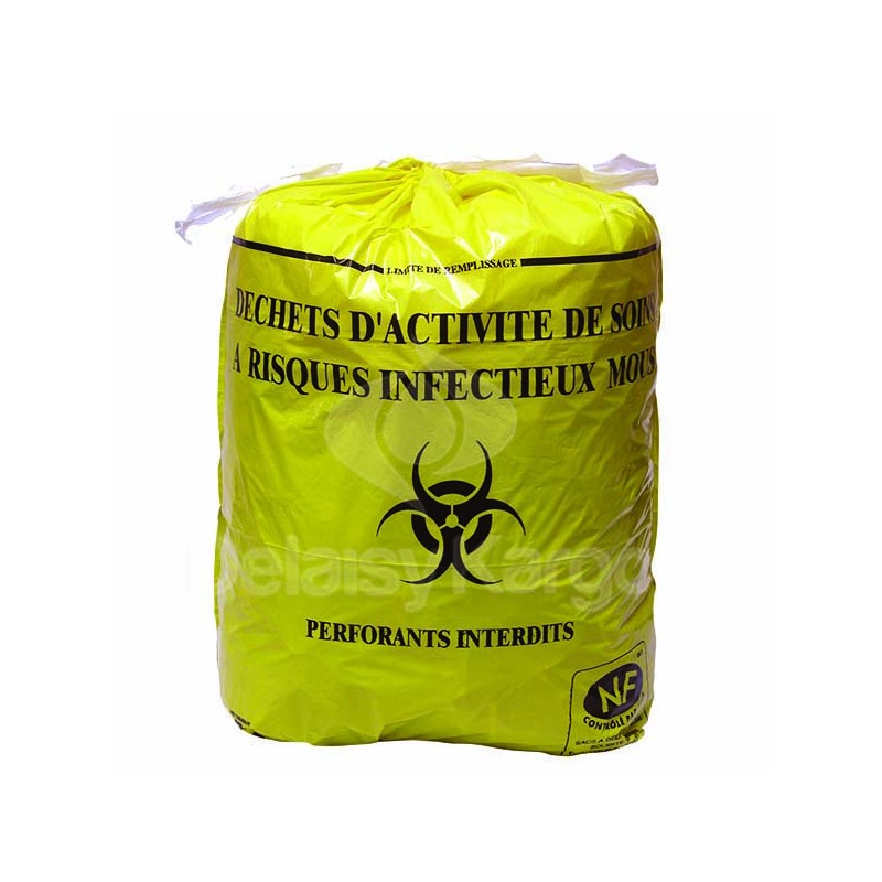 Sac poubelle jaune pour DASRI tatouage - 15, 30 ou 50L - Par 25