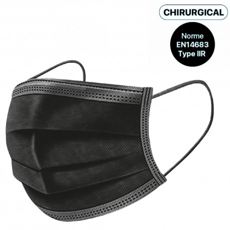 Masques noir à usage unique Type II R - Boite de 50
