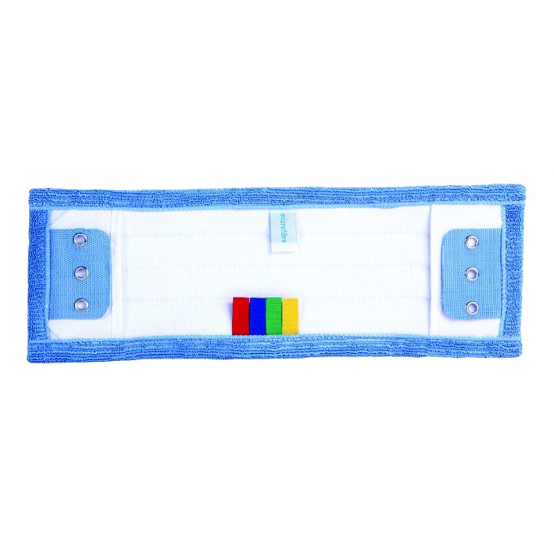 Frange microfibres bleue 40 cm (poche/languette/oeillets)