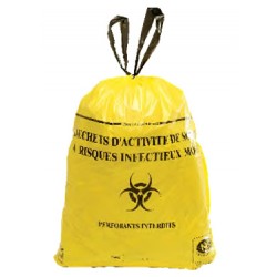 SACS POUBELLE 100 Litres JAUNE DASRI NFX 30-501 lien coulissant