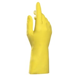 Gant ménage latex / Floqué coton / Jaune (S à XL) - 1 paire