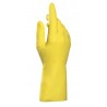 Gant ménage latex / Floqué coton / Jaune (S à XL) - 1 paire