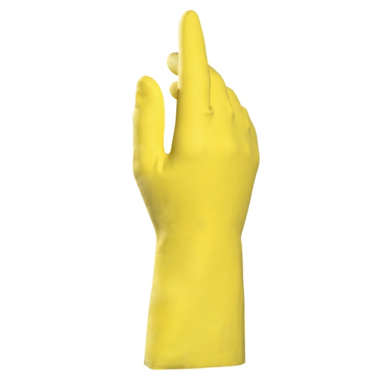 Gant ménage latex / Floqué coton / Jaune (T6 à T9) - 1 paire