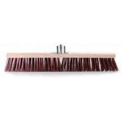 Balai cantonnier PVC rouge / Monture bois avec douille métal L 60