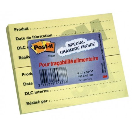 Post IT tracabilité alimentaire bloc 50 feuilles - Ct 6 blocs