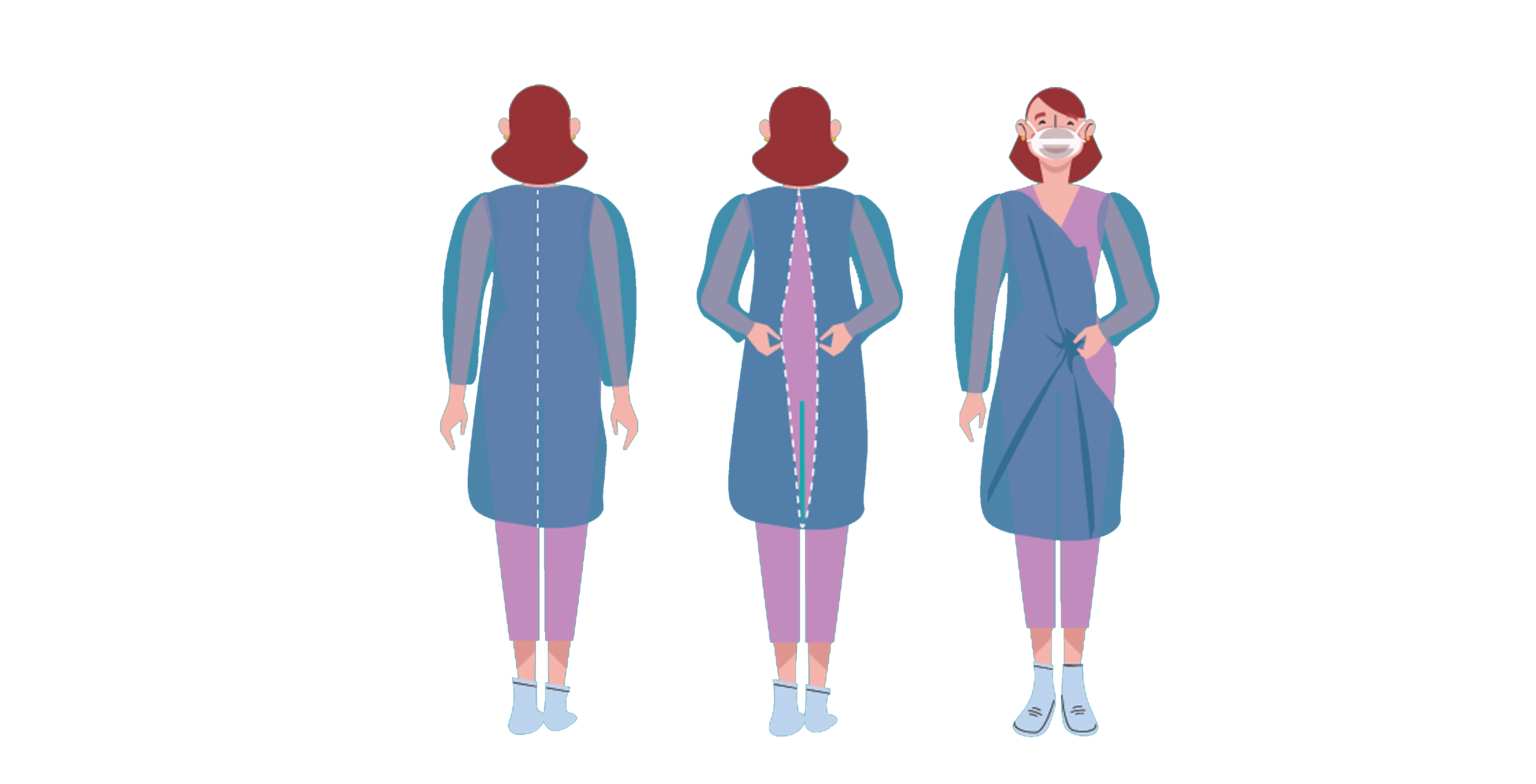Kit de protection à usage unique pour le personnel soignant composé d'une sur-blouse et des manchettespolyéthylène